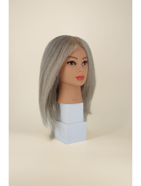 Tête à coiffer pro cheveux gris spéciale granny style